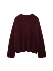 Women Burgundy Loose Pullover | Oversized Sweater