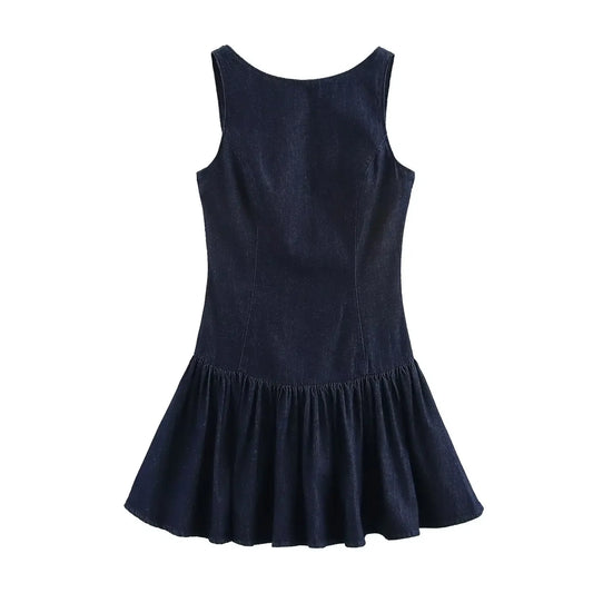 Women Denim Dress | Backless Mini Dress | Evening Dress