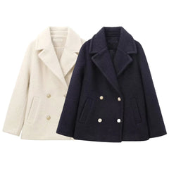 Women French Short Coat | Double Breasted Coat