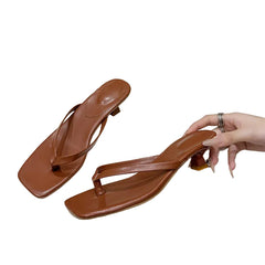 Women Summer Square Toe Heels | Low Heel  | Beach | Vacation