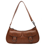 Women Vintage Double Pockets Shoulder Bag