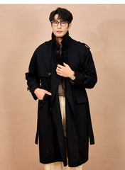 Men Long Trench Coat | Double Breasted | British Style | Spring | Autumn