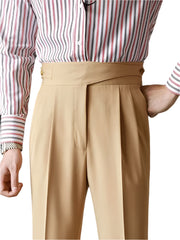 Men Naples Trousers | Belt-up High Waist Slim Pants | Business Casual Straight Pants