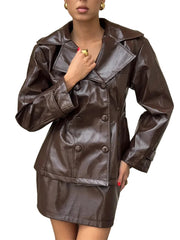 Women Vintage Leather Jacket | Skirt | Set | Vintage Short Leather Skirt