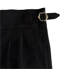 Men Old Money Waffle Pants | Vintage Belt-up High Waist Trousers | Breathable Pants | Solid Color