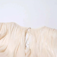 Women Flowy Mini Dress | V Neck | Long Sleeve | Spliced | Lace Up | Blouse Dress