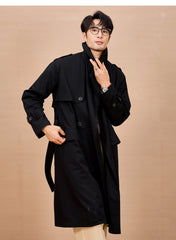 Men Long Trench Coat | Double Breasted | British Style | Spring | Autumn