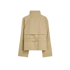 Women Belted Cropped Trench Coat | Autumn | Casual Stand Collar Coat