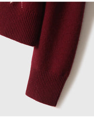 Women Argyle Cashmere Knitted Cardigan | Diamond Check Sweater | Wool