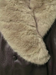 Women Winter Loose Leather Fur Jacket | Big Fur Collar | Casual Coat | Double Breasted