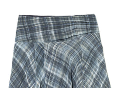 Women Blue Plaid Pleated Skirt | Asymmetrical Hem | High Waist | Long Skirt | Y2k