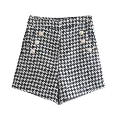Vintage Houndstooth Chic Shorts