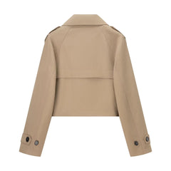 Women Cropped Trench Coat | Long Sleeve | Casual Classic