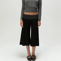 Women Gaucho Pants | Low Rise | Cropped | Wide Leg Capri Pants | Summer