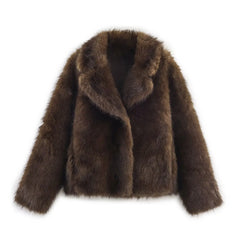 Women Winter Fur Jacket | Long Sleeves | Double-Sided | Thick | Warm Coat | Reversible Jacket
