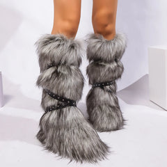 Women Winter Boots | Faux Fur Snow Boots | Warm Long Boots | Plush Over Knee | High Boots | Y2K | Furry Shoes