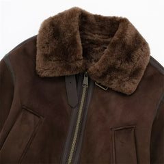 Women Brown Shearling Lined Jacket