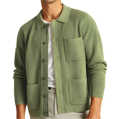 Men Warm Knitted Cardigan | Button Lapel Long Sleeve Sweater