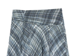 Women Blue Plaid Pleated Skirt | Asymmetrical Hem | High Waist | Long Skirt | Y2k