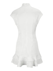 Women Ruffled Elegant Party Dress | Short Sleeve | Patchwork | Slim Fit | Summer | Mini Dress