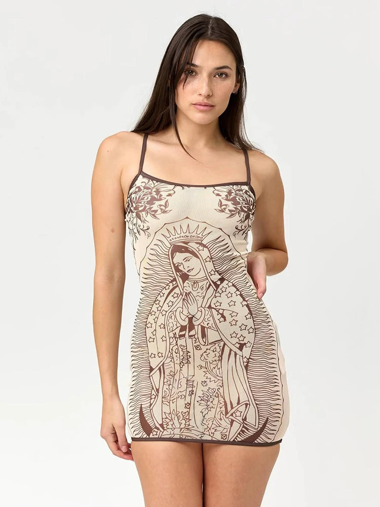 Women Marry Mesh Dress | Low-Neck | See Through