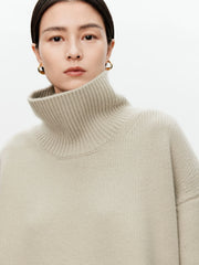 Women Soft Cashmere Sweater | Loose and Thick Turtleneck Pullover Knit
