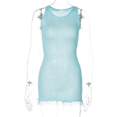 Women Summer Sequin Dress | Sleeveless | Glitter Lace Mini Dress