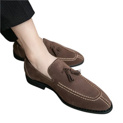 Men Suede Leather Loafers | Vintage Tassel Slip-On
