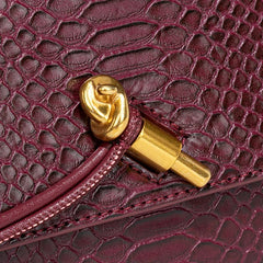Women Luxury Design Top-Handle Leather Bag | Long Purse | Crocodile Pattern Bag