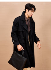 Men Long Trench Coat | Double Breasted | British Style | Spring | Autumn