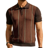 Men Classic Houndstooth Knitted Polo Shirt