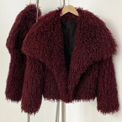 Short Mongolian Fur Coat | Women Luxury Cropped Fur Coat | Warm | Winter