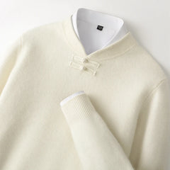 Men Pure Merino Wool Sweater | Long Sleeves | Stand-Up Collar | Pullover | Warm | Mock Neck Sweater