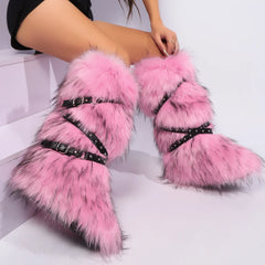 Women Winter Boots | Faux Fur Snow Boots | Warm Long Boots | Plush Over Knee | High Boots | Y2K | Furry Shoes
