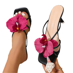 Women Elegant Square Toe | Flower Designer Slippers | Sandals | Party Heels