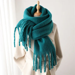 Women Warm Winter Cashmere Scarf | Thick Soft Tassel Shawl | Long Poncho | Echarpe | Pashmina