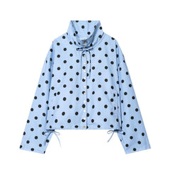 Women Polka Dot Jacket | Long Sleeve | Loose Coat