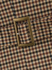 Women Houndstooth Blazer | Vintage Brown Plaid Blazer | Office