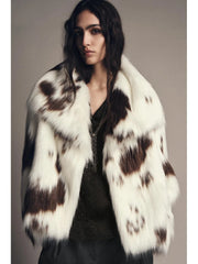 Women Animal Print Plush Coat | Loose | Warm | Thick Fur Jacket