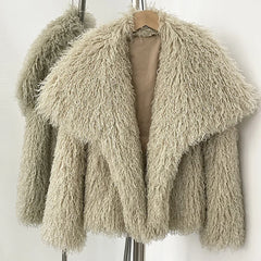 Short Mongolian Fur Coat | Women Luxury Cropped Fur Coat | Warm | Winter