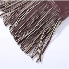 Women Vintage Leather Tassel Vest | Sleeveless | Backless | Halter Top