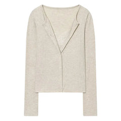 Women Slim Lace Knit Cardigan | Spring | Elegant V-Neck | Long Sleeve | Knitted Sweater
