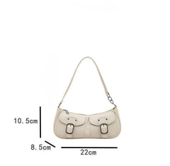 Women Vintage Double Pockets Shoulder Bag | Leather Bag