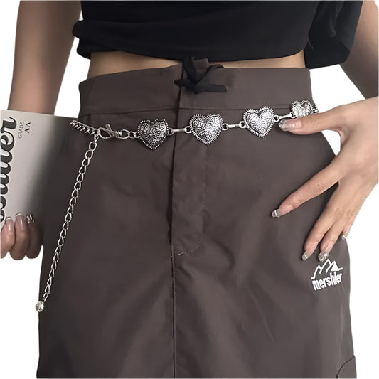 Women Boho Heart Waist Chain Belt | Gothic Belt | Jeans Belt