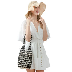Women Woven Hand Bag | Netted Beach Bag | Tote Bucket Bag