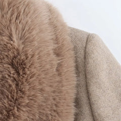 Women Belted Warm Fur Collar Coat | Flip Collar | Winter | Long Coat