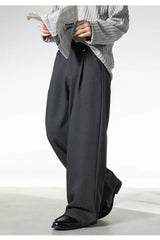 Men Loose Fit Dress Pants | Adjustable Buckle | Pleated | Casual Trousers | Wide Leg