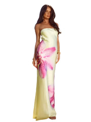 Women Flower Printed Summer Dress | Elegant Maxi Long Dress | Strapless | Backless Bodycon | Vestidos