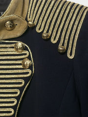 Women Cropped Jacket | Rope Knot Buttons | Stand Collar | Long Sleeve | Spring Jacket | Napoleon Jacket