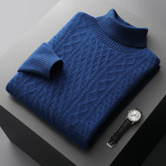Men Merino Wool High-Necked Pullover | Warm Turtleneck Sweater